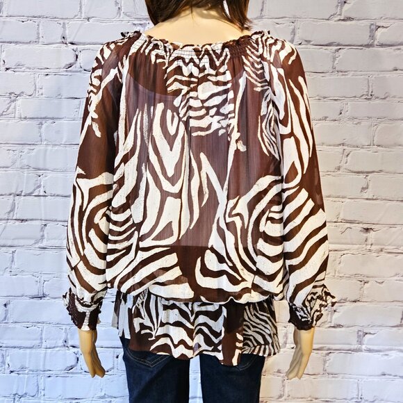 JONES NEW YORK, Animal print sheer loose fit tunic top - Picture 13 of 14